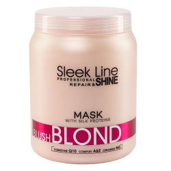 SLEEK LINE BLUSH BLOND - МАСКА РУСИ, СИВИ, ИЗСВЕТЛЕНИ И ЧЕРВЕНИ КОСИ С КОПРИНЕНИ ПРОТЕИНИ, КОЕНЗИМ Q10 И СЕРАМИДИ 1000мл