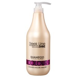 SLEEK LINE COLOUR - ШАМПОАН ЗА БОЯДИСАНИ КОСИ С UV-ФИЛТЪР , КОПРИНЕНИ ПРОТЕИНИ, КОЕНЗИМ Q10 И СЕРАМИДИ 1000мл