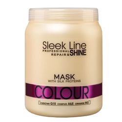 SLEEK LINE COLOUR - МАСКА ЗА БОЯДИСАНИ КОСИ С UV-ФИЛТЪР , КОПРИНЕНИ ПРОТЕИНИ, КОЕНЗИМ Q10 И СЕРАМИДИ 1000мл