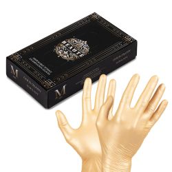 ЗЛАТИСТИ НИТРИЛНИ РЪКАВИЦИ - BEAUTE LUXE GOLD - M - 50бр