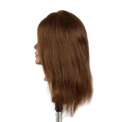 ТРЕНИРОВЪЧНА ГЛАВА С ЕСТЕСТВЕН КОСЪМ 35см - КЕСТЕНЯВА