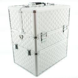 КОЗМЕТИЧЕН КУФАР XXL - 3D РОМБ - SILVER 41x24x34
