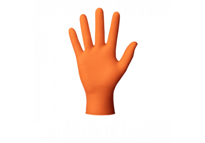 РЪКАВИЦИ НИТРИЛ - ДИАМАНТЕНА ТЕКСТУРА - ОРАНЖЕВИ - XL - 50 бр
