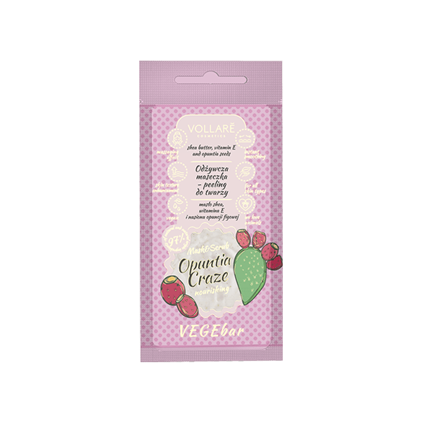 VEGEBAR OPUNTIA CRAZE - 2в1 ПОДХРАНВАЩА ВЕГАН СКРАБ-МАСКА ЗА ЛИЦЕ С ОПУНЦИЯ 8мл