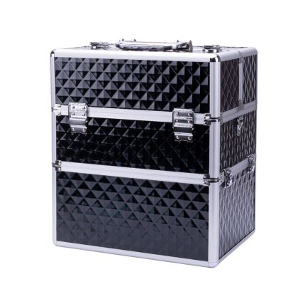 КОЗМЕТИЧЕН КУФАР XXL 3D РОМБ ЧЕРЕН №699 25x35x40 см