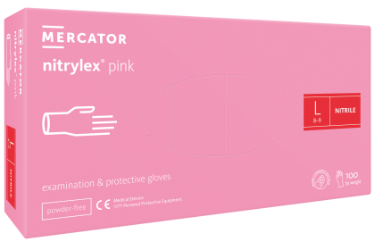 Ръкавици MERCATOR НИТРИЛ РОЗОВ - L - 100бр
