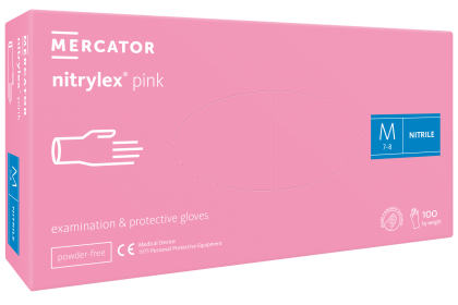 Ръкавици MERCATOR НИТРИЛ РОЗОВ - M - 100бр