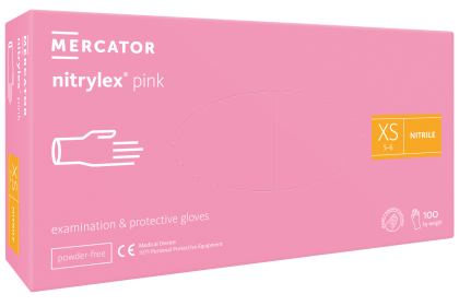 Ръкавици MERCATOR НИТРИЛ РОЗОВ -XS - 100бр