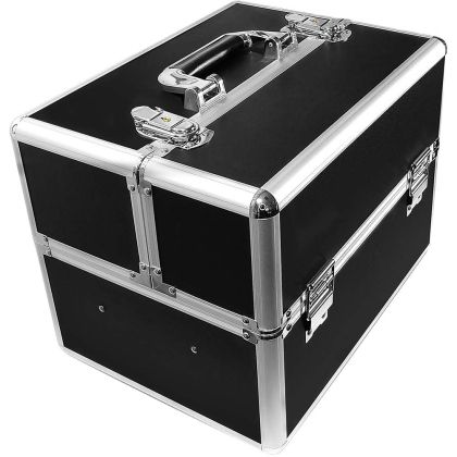 КОЗМЕТИЧЕН КУФАР XL - ЧЕРЕН СЪС СРЕБЪРЕН КАНТ - 32x25x25 см