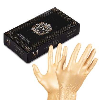 ЗЛАТИСТИ НИТРИЛНИ РЪКАВИЦИ - BEAUTE LUXE GOLD - РАЗМЕР M - 50бр