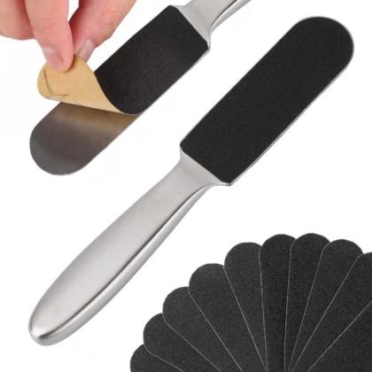 МЕТАЛНА ПИЛА ЗА ПЕДИКЮР С 10бр АБРАЗИВА 100 и 180 грит