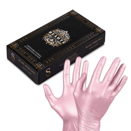 РОЗОВА ПЕРЛА НИТРИЛНИ РЪКАВИЦИ - BEAUTE LUXE PEARL - РАЗМЕР S - 50бр