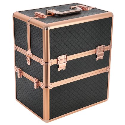 КОЗМЕТИЧЕН КУФАР XXL - DARK QULTED - ROSE -  41x24x34