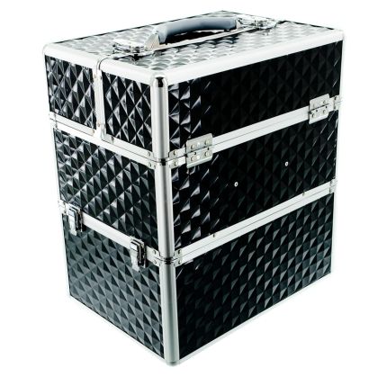 КОЗМЕТИЧЕН КУФАР XXL - 3D РОМБ - BLACK 41x24x34