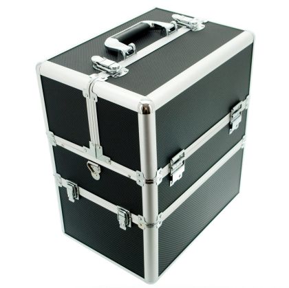 КОЗМЕТИЧЕН КУФАР XXL - РЕЛЕФ СРЕБЪРЕН  - 34x41x25 см