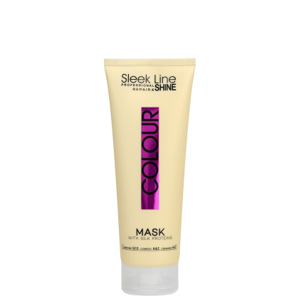 SLEEK LINE COLOUR - МАСКА ЗА БОЯДИСАНИ КОСИ С UV-ФИЛТЪР, КОПРИНЕНИ ПРОТЕИНИ, КОЕНЗИМ Q10 И СЕРАМИДИ 250мл