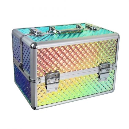 КОЗМЕТИЧЕН КУФАР М - 3D РОМБ ХАМЕЛЕОН - 30x20x20см