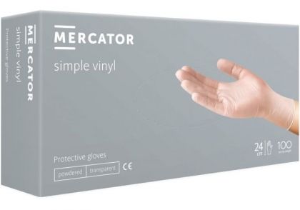 РЪКАВИЦИ ВИНИЛ ПРОЗРАЧНИ БЕЗ ТАЛК - MERCATOR® simple vinyl - РАЗМЕР  L - 100 бр
