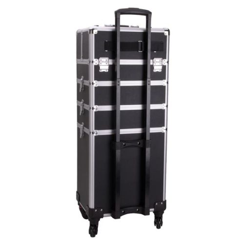 КОЗМЕТИЧЕН КУФАР XXXL 4в1 С КОЛЕЛЦА 3D ЧЕРЕН МАТ 95x25x35см