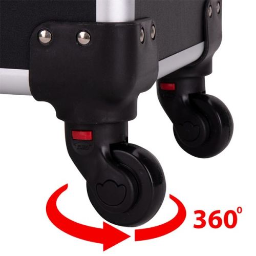 КОЗМЕТИЧЕН КУФАР XXXL 4в1 С КОЛЕЛЦА 3D ЧЕРЕН МАТ 95x25x35см