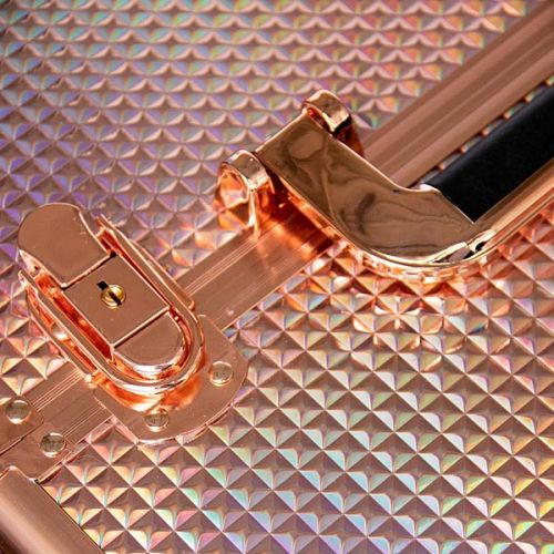 КОЗМЕТИЧЕН КУФАР XXL - MOLLY LAC РЕЛЕФ РОЗОВО ЗЛАТО 25x35x40