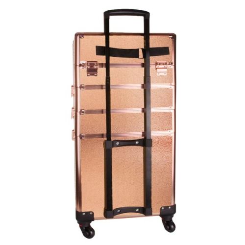 КОЗМЕТИЧЕН КУФАР XXXL 4в1 С КОЛЕЛЦА РЕЛЕФ РОЗОВО ЗЛАТО 95x25x35см