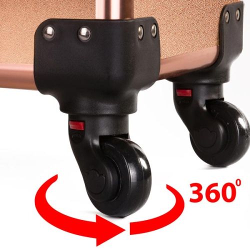 КОЗМЕТИЧЕН КУФАР XXXL 4в1 С КОЛЕЛЦА РЕЛЕФ РОЗОВО ЗЛАТО 95x25x35см