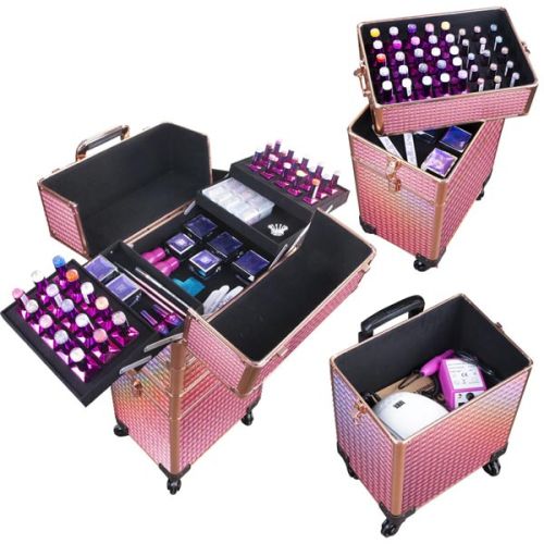 КОЗМЕТИЧЕН КУФАР XXXL 4в1 С КОЛЕЛЦА 3D ХАМЕЛЕОН 95x25x35см