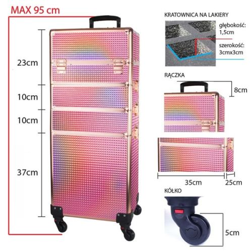 КОЗМЕТИЧЕН КУФАР XXXL 4в1 С КОЛЕЛЦА 3D ХАМЕЛЕОН 95x25x35см