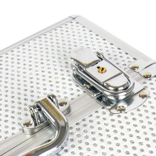 КОЗМЕТИЧЕН КУФАР M - БЯЛ С БРОКАТ 30x20x20 см