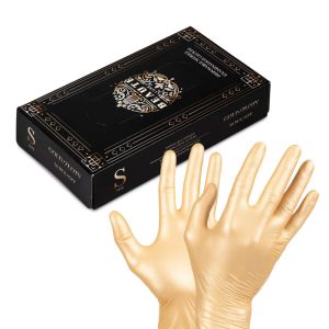 ЗЛАТИСТИ НИТРИЛНИ РЪКАВИЦИ - BEAUTE LUXE GOLD - РАЗМЕР S - 50бр