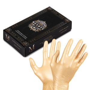 ЗЛАТИСТИ НИТРИЛНИ РЪКАВИЦИ - BEAUTE LUXE GOLD - РАЗМЕР M - 50бр