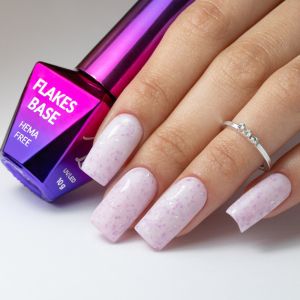 MOLLY NAILS FLAKES BASE - БАЗА С ЧАСТИЦИ ЗА ГЕЛ ЛАК MILK&PURPLE - 10мл