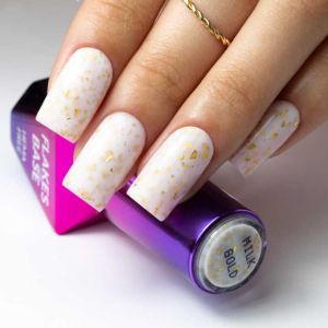 MOLLY NAILS FLAKES BASE - БАЗА С ЧАСТИЦИ ЗА ГЕЛ ЛАК MILK&GOLD - 10мл