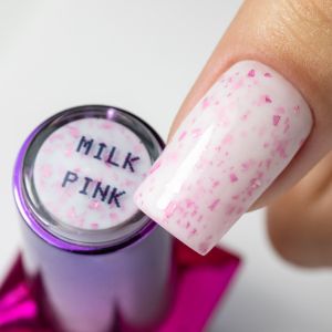 MOLLY NAILS FLAKES BASE - БАЗА С ЧАСТИЦИ ЗА ГЕЛ ЛАК MILK&PINK - 10мл