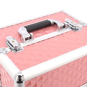 КОЗМЕТИЧЕН КУФАР XL - 3D РОМБ - PINK -  41x24x34