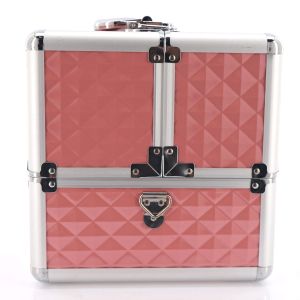 КОЗМЕТИЧЕН КУФАР XL - 3D РОМБ - PINK -  41x24x34