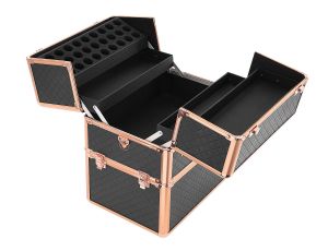 КОЗМЕТИЧЕН КУФАР XXL - DARK QULTED - ROSE -  41x24x34