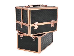 КОЗМЕТИЧЕН КУФАР XXL - DARK QULTED - ROSE -  41x24x34