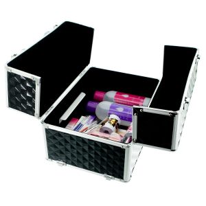 КОЗМЕТИЧЕН КУФАР XXL - 3D РОМБ - BLACK 41x24x34