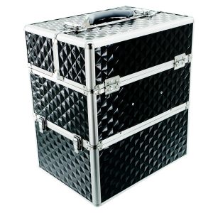 КОЗМЕТИЧЕН КУФАР XXL - 3D РОМБ - BLACK 41x24x34