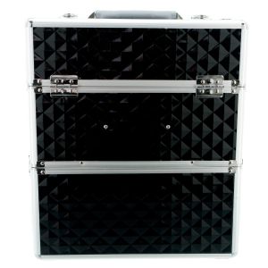 КОЗМЕТИЧЕН КУФАР XXL - 3D РОМБ - BLACK 41x24x34