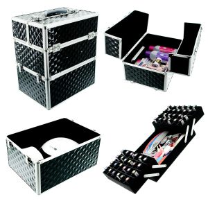 КОЗМЕТИЧЕН КУФАР XXL - 3D РОМБ - BLACK 41x24x34