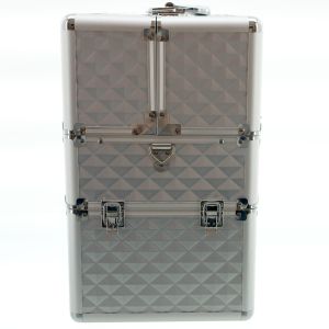 КОЗМЕТИЧЕН КУФАР XXL - 3D РОМБ - SILVER 41x24x34