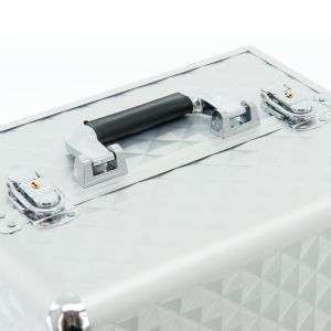 КОЗМЕТИЧЕН КУФАР XXL - 3D РОМБ - SILVER 41x24x34