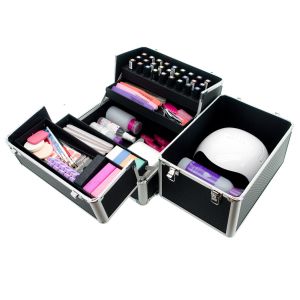 КОЗМЕТИЧЕН КУФАР XXL - РЕЛЕФ СРЕБЪРЕН  - 34x41x25 см