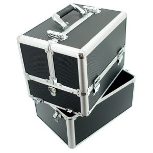 КОЗМЕТИЧЕН КУФАР XXL - РЕЛЕФ СРЕБЪРЕН  - 34x41x25 см