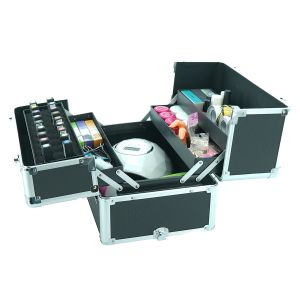 КОЗМЕТИЧЕН КУФАР XXL - РЕЛЕФ СРЕБЪРЕН  - 34x41x25 см