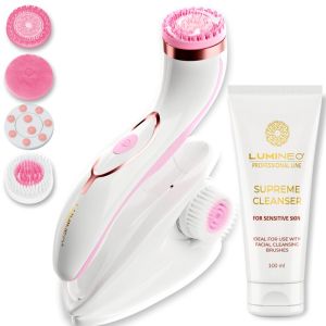 ЧЕТКА ЗА ЛИЦЕ 4 В 1 - LUMINEO PRO HOME SPA + ГЕЛ ЗА ЧУВСТВИТЕЛНА КОЖА 100 мл - РОЗОВА