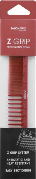 АНТИСТАТИЧЕН ТЕРМОУСТОЙЧИВ ГРЕБЕН XANITALIA SALON PRO Z-GRIP ЧЕРВЕН
